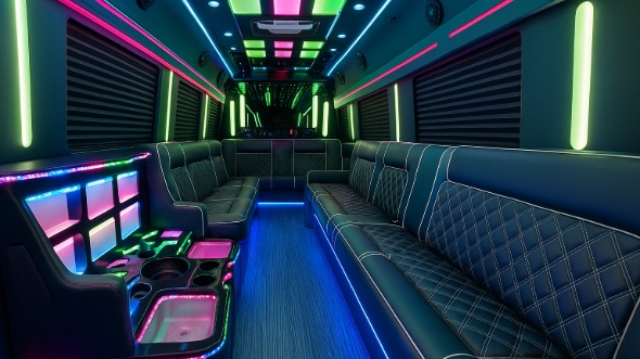 Interior of Charter Bus Company Kalamazoo's Party Bus in Kalamazoo