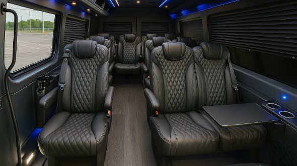 Interior of Charter Bus Company Kalamazoo's Sprinter Van Rental With Driver in Kalamazoo