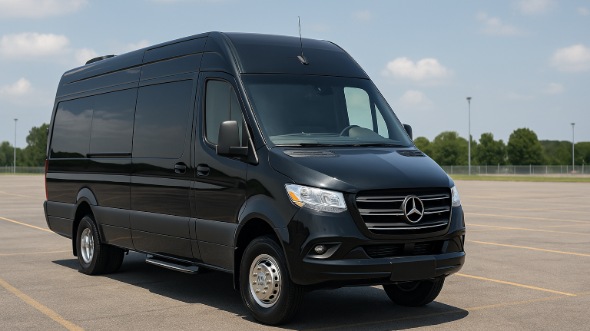 Exterior of Charter Bus Company Kalamazoo's Sprinter Van Rental With Driver in Kalamazoo